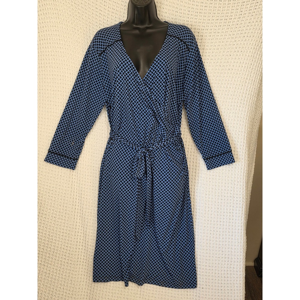 Jones New York Signature Woman‎ Blue Geometric Print Wrap Dress Size 0X